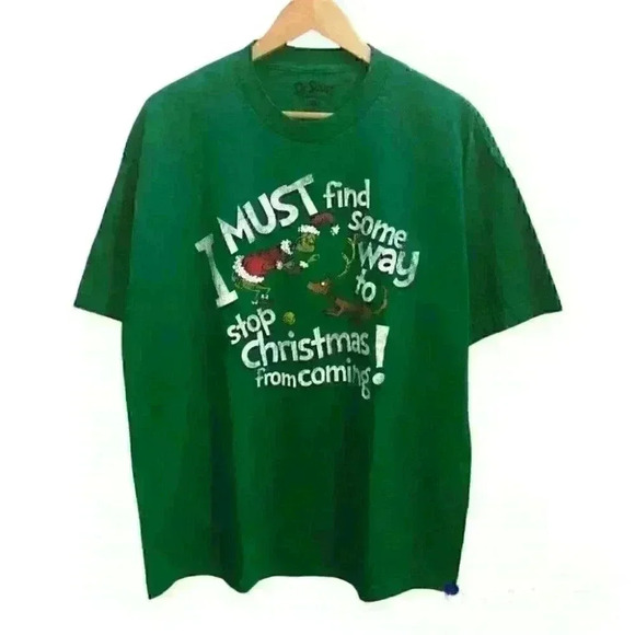 Dr.Seuss  By Hybrid Tees Stop Christmas Green Unisex Novelty Shirts Size XL - Picture 1 of 8